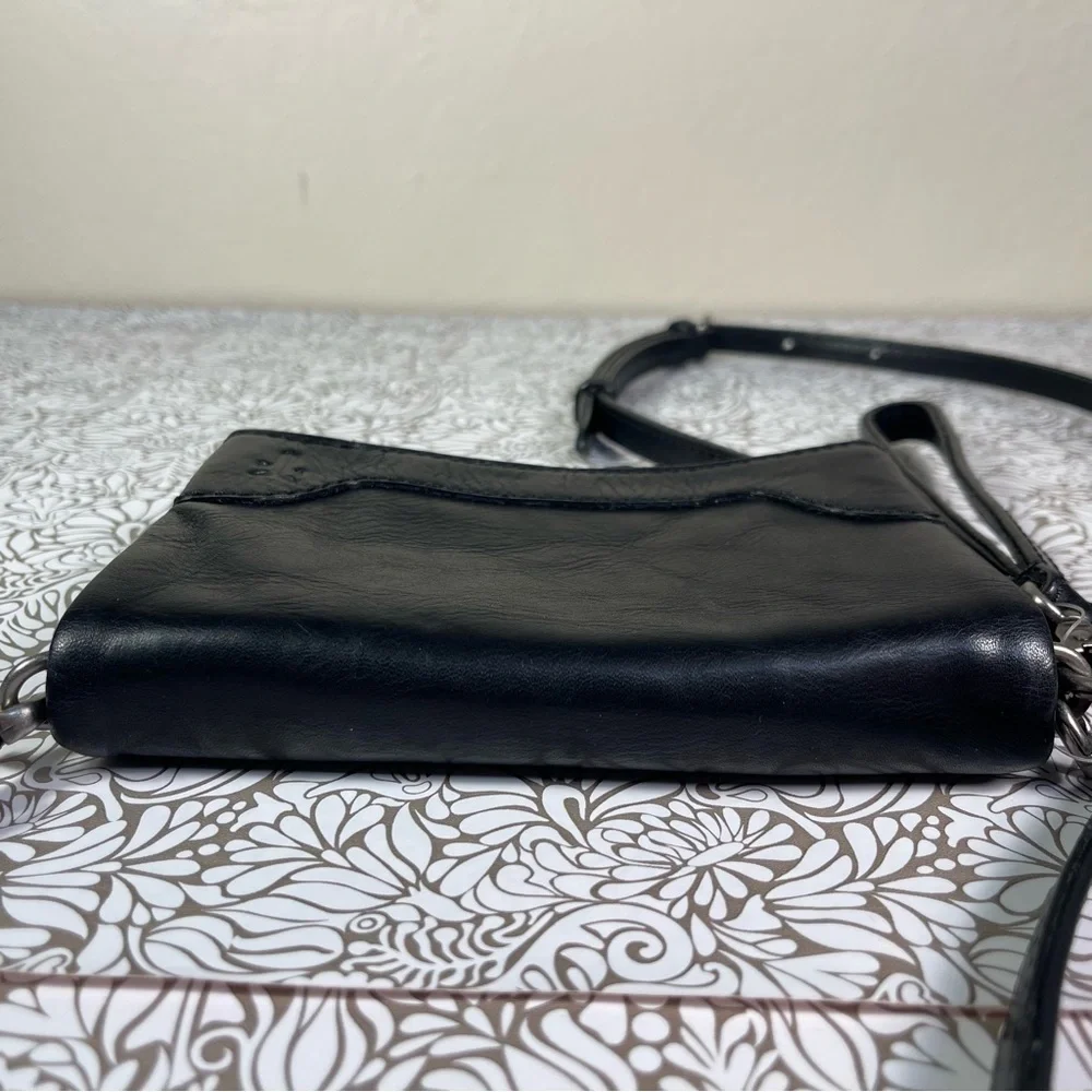 Frye Melissa Crossbody Stadium Bag Purse Black Leather - Picture 7 of 12